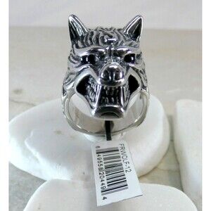 INOX Mens Stainless Steel Viking Biker Werewolf Celtic Wolf Head Ring Size 12